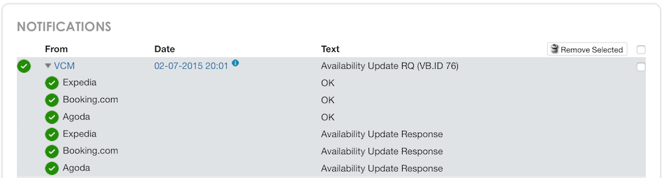 Availability Update Response OK