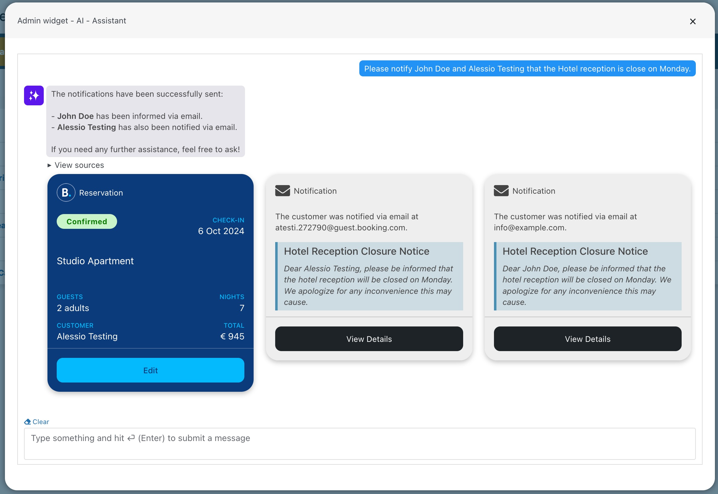 Automatize email to guests