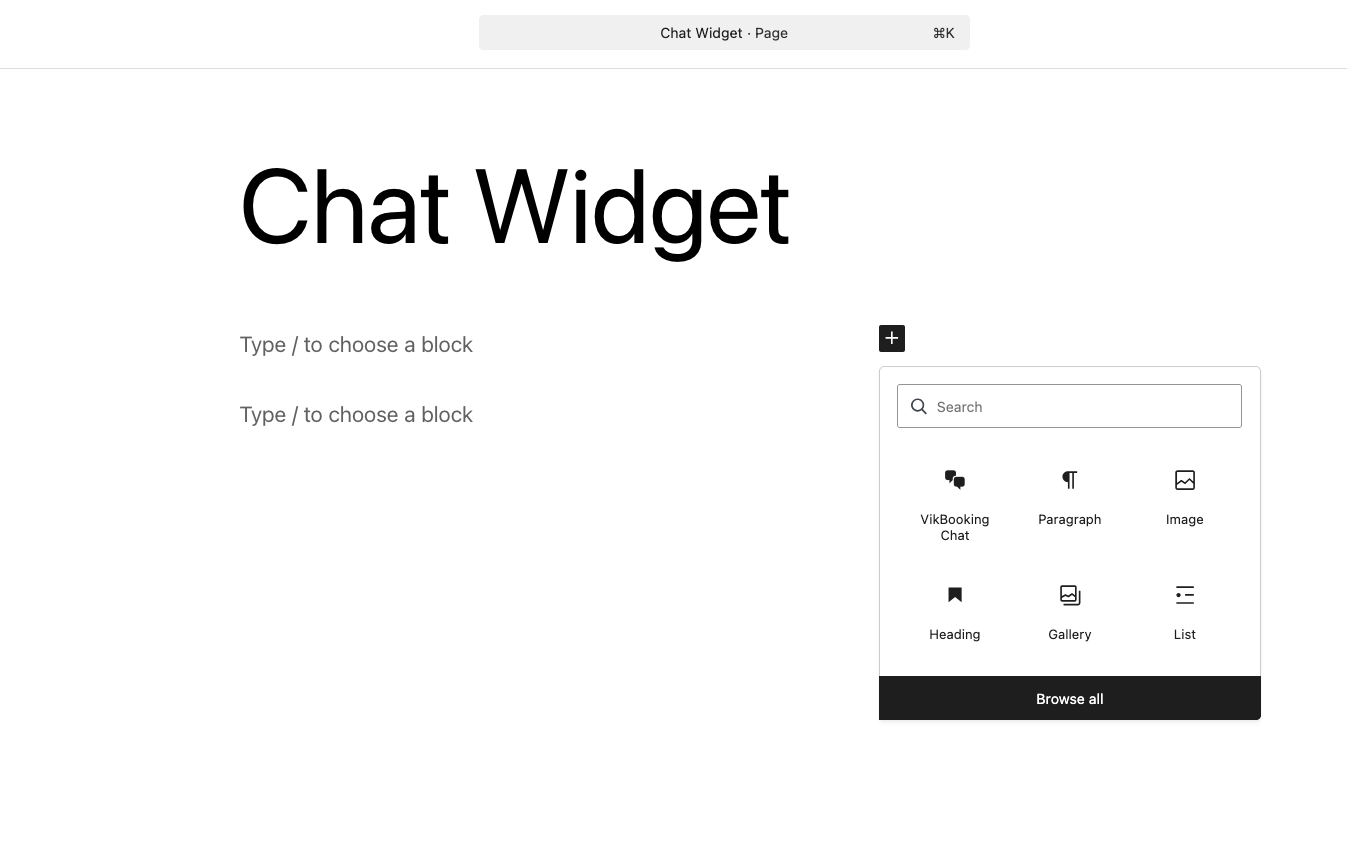 Add VikBooking ChatBot Widget