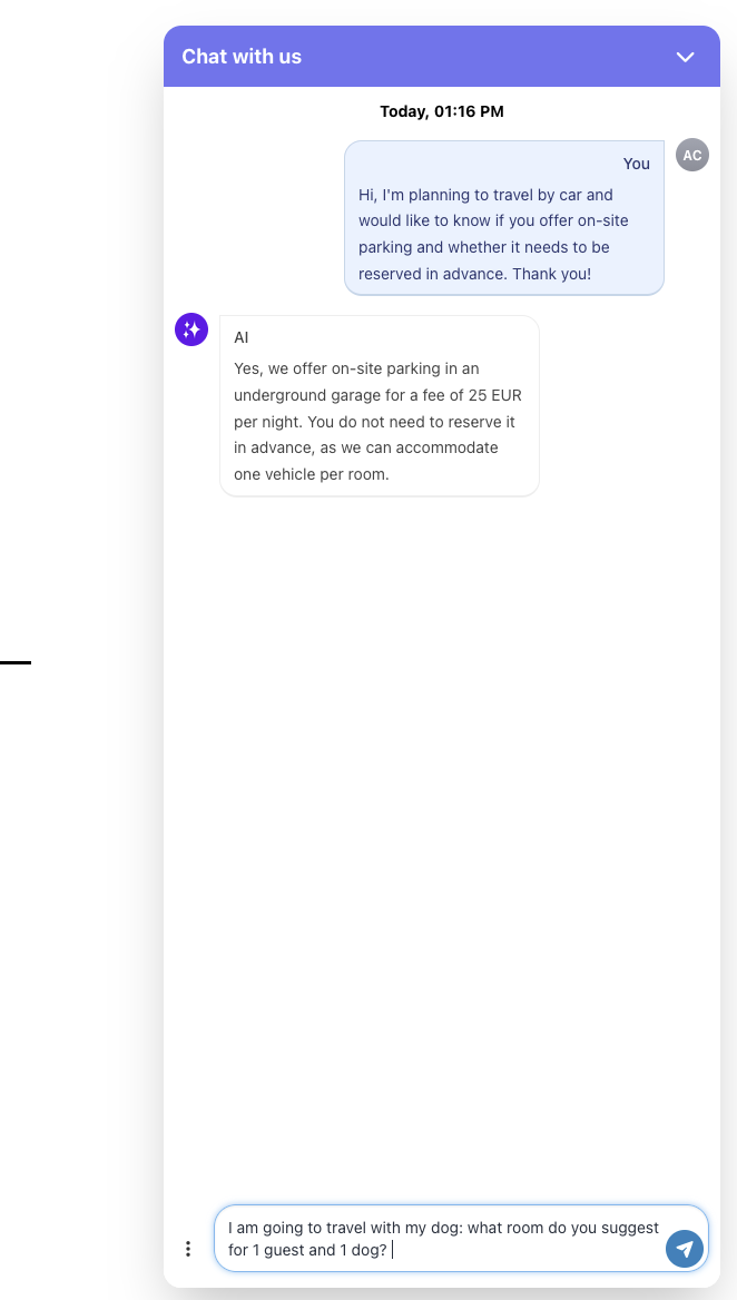AI ChatBot lead ask room information