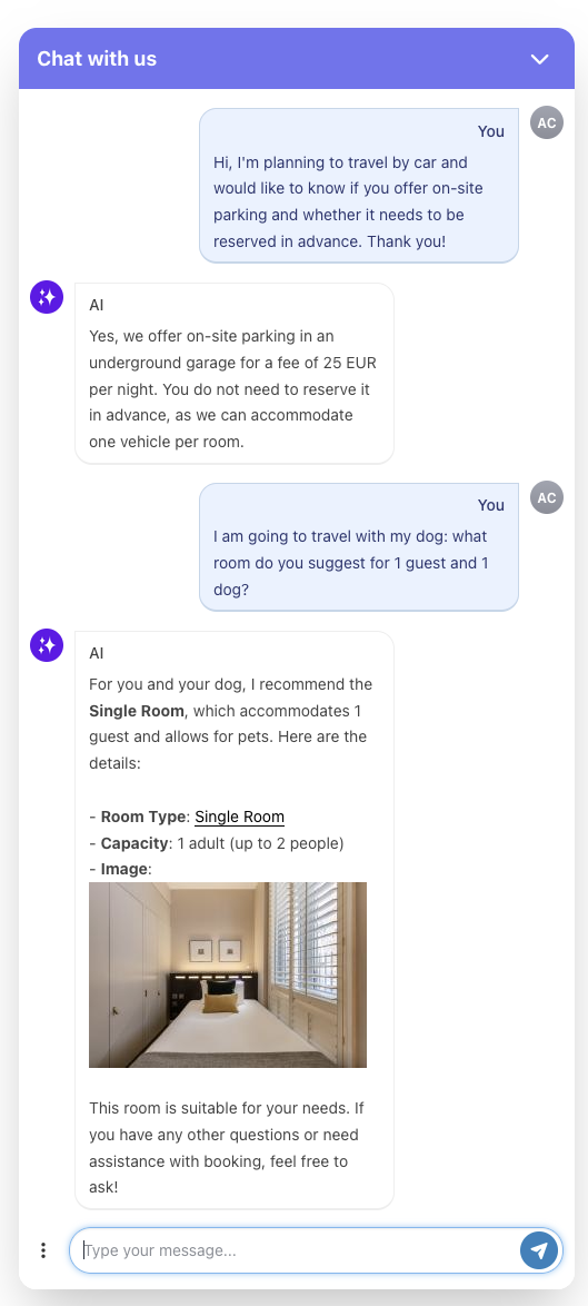 AI ChatBot propose a room