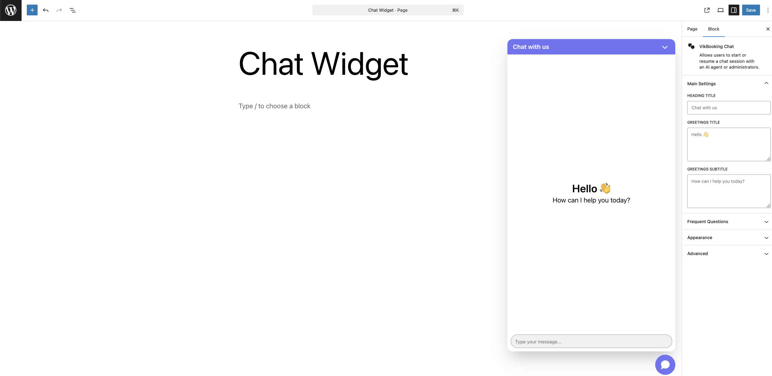 Customize VikBooking ChatBot Widget