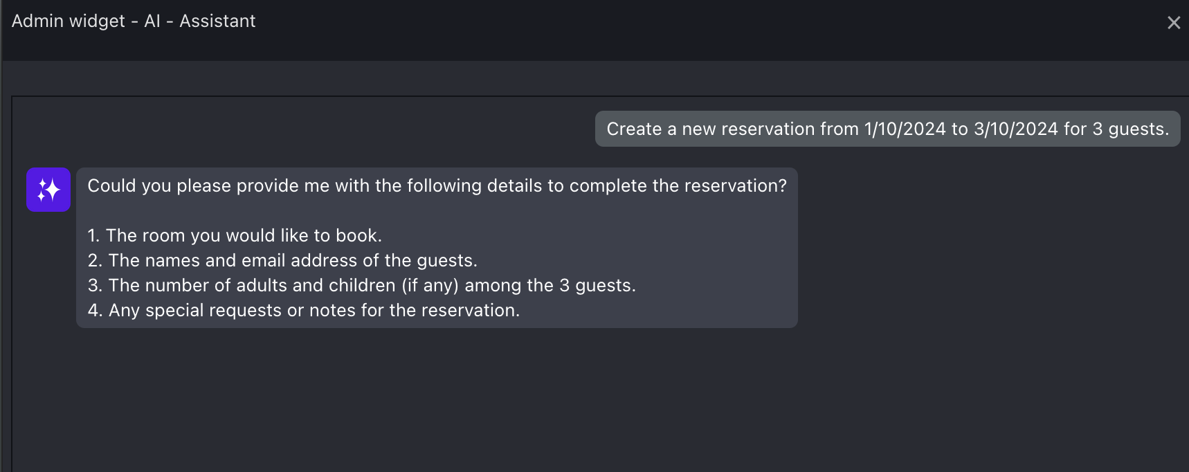 AI Create Hotel Reservation