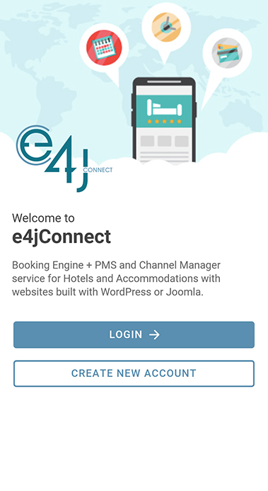 e4jConnect Channel Manager App - Accedi o crea il tuo account