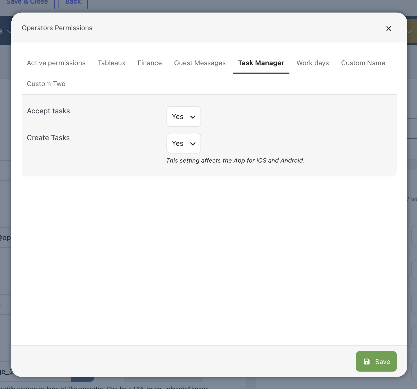Operators Task Manager permission