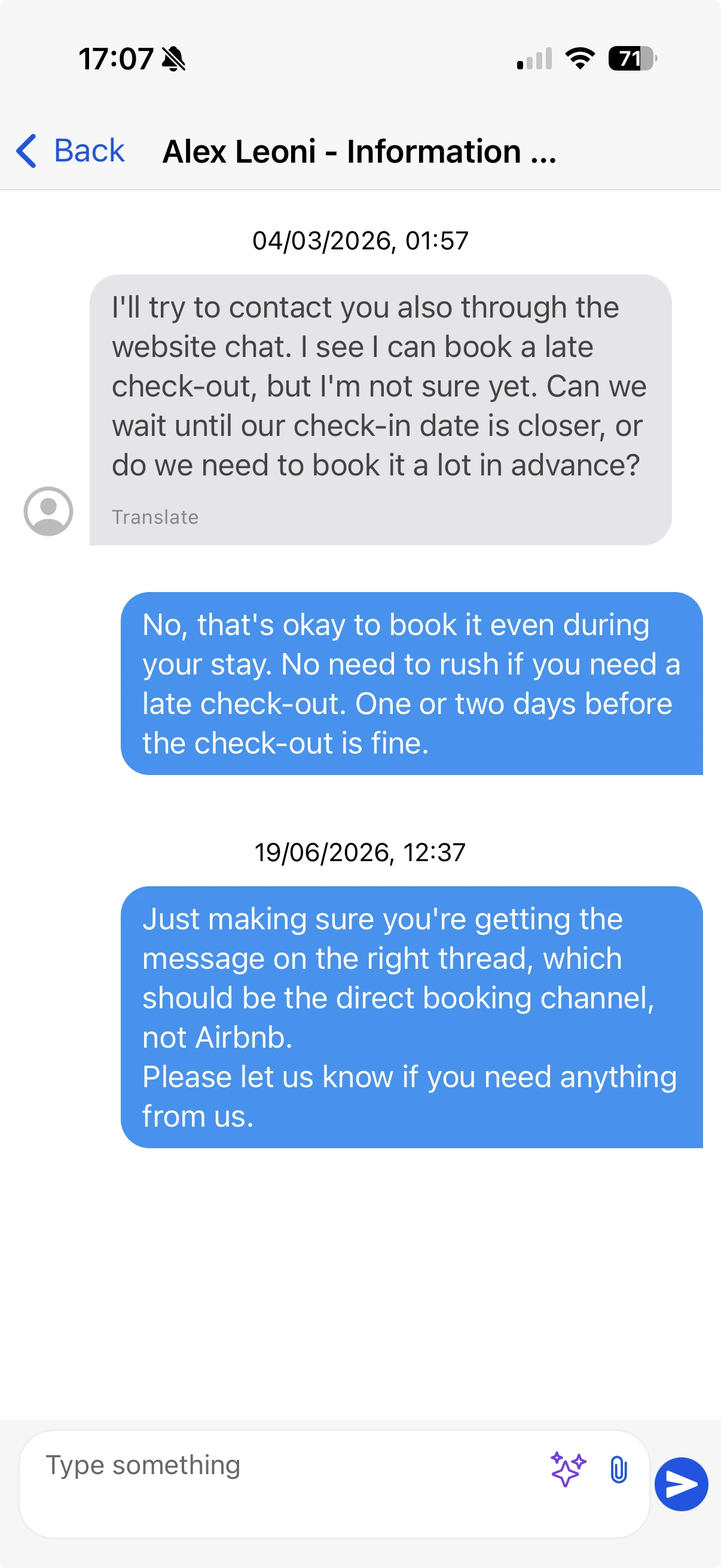 Mobile App Chat Chat section in the e4jConnect Mobile App with reservation and OTA conversations