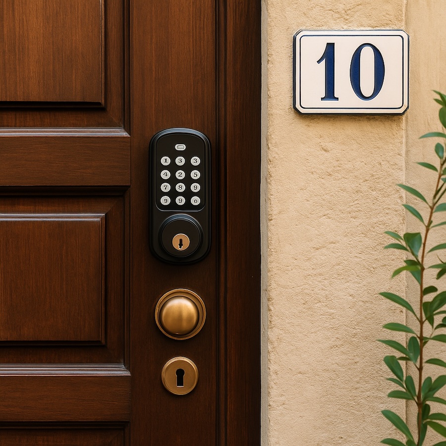 Porta in stile italiano con smart lock per self check-in in affitto breve