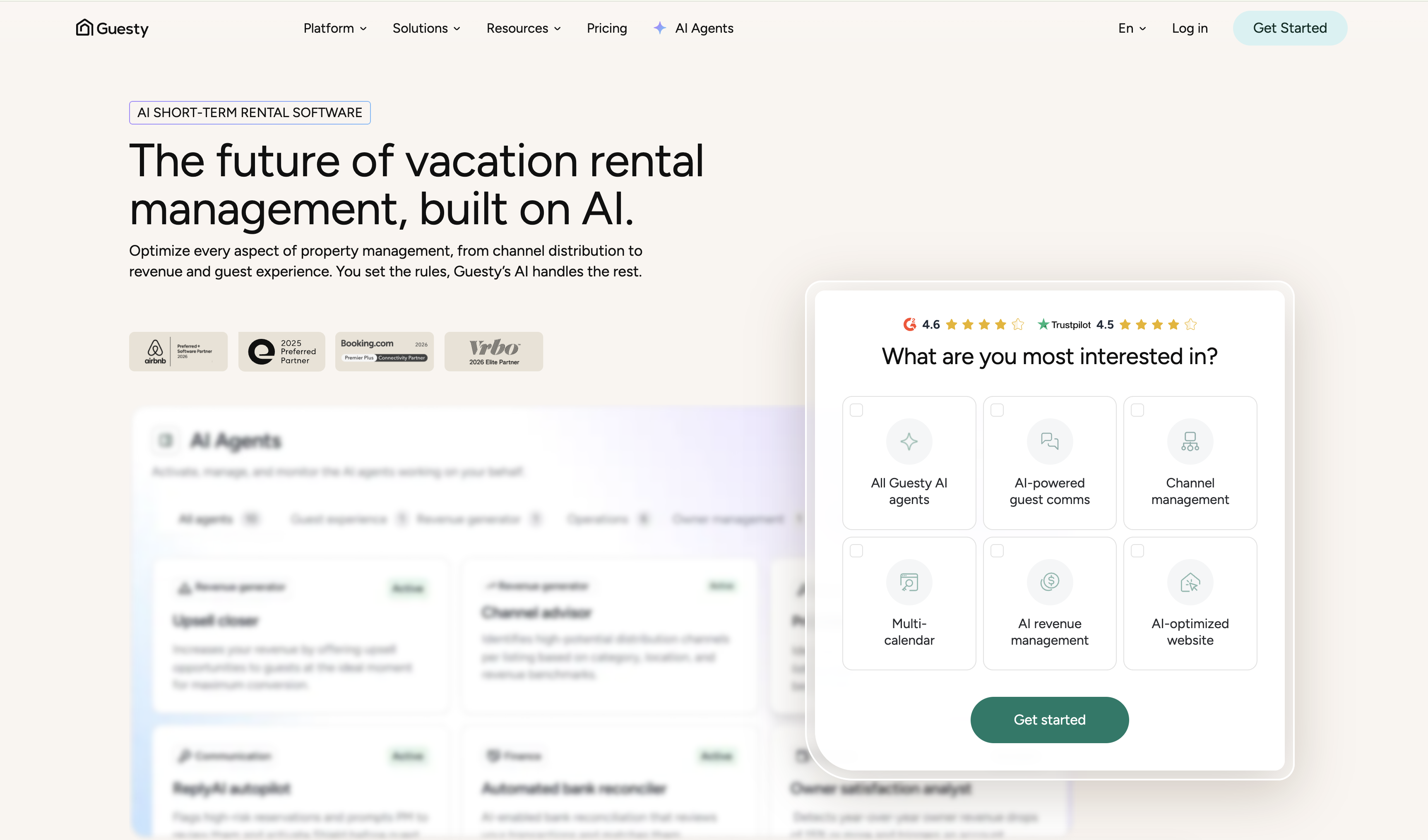 Software comparison: Guesty website homepage