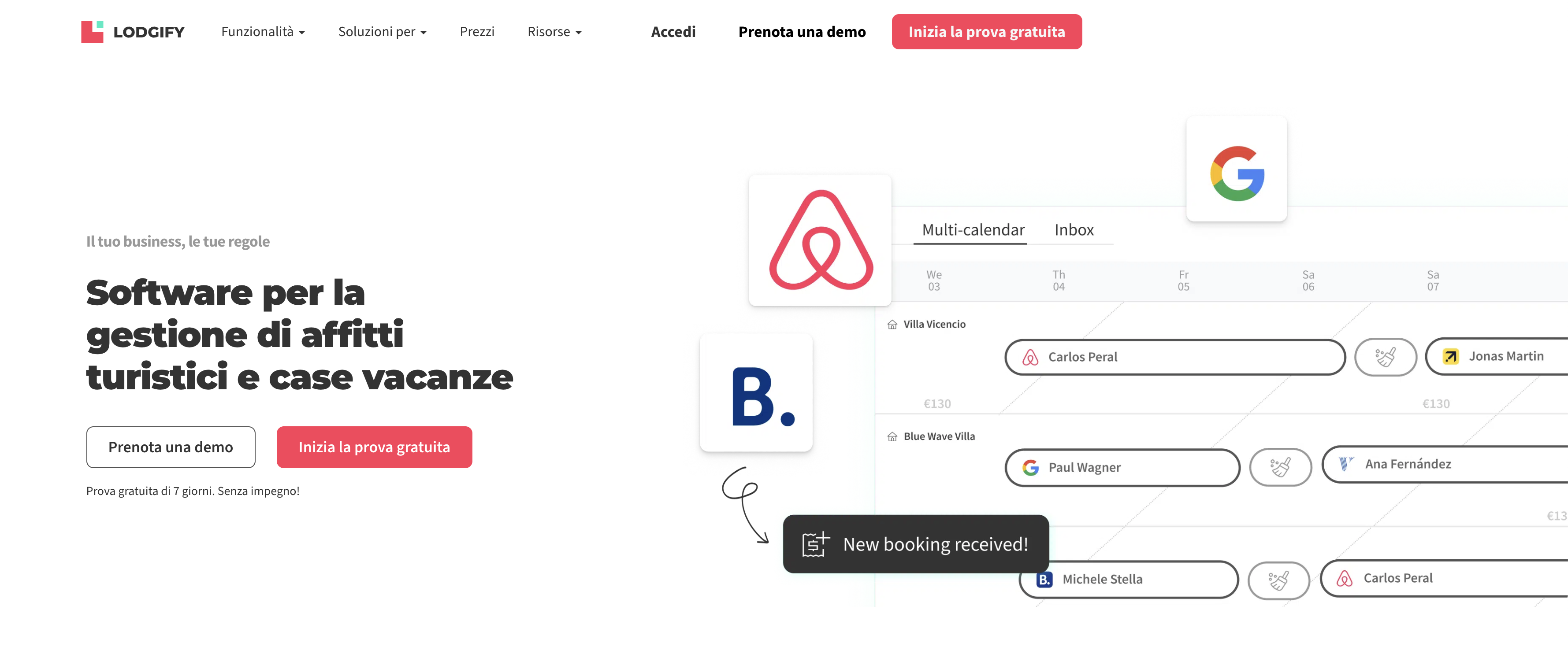 Homepage di Lodgify Confronto dei software: homepage del sito web di Lodgify