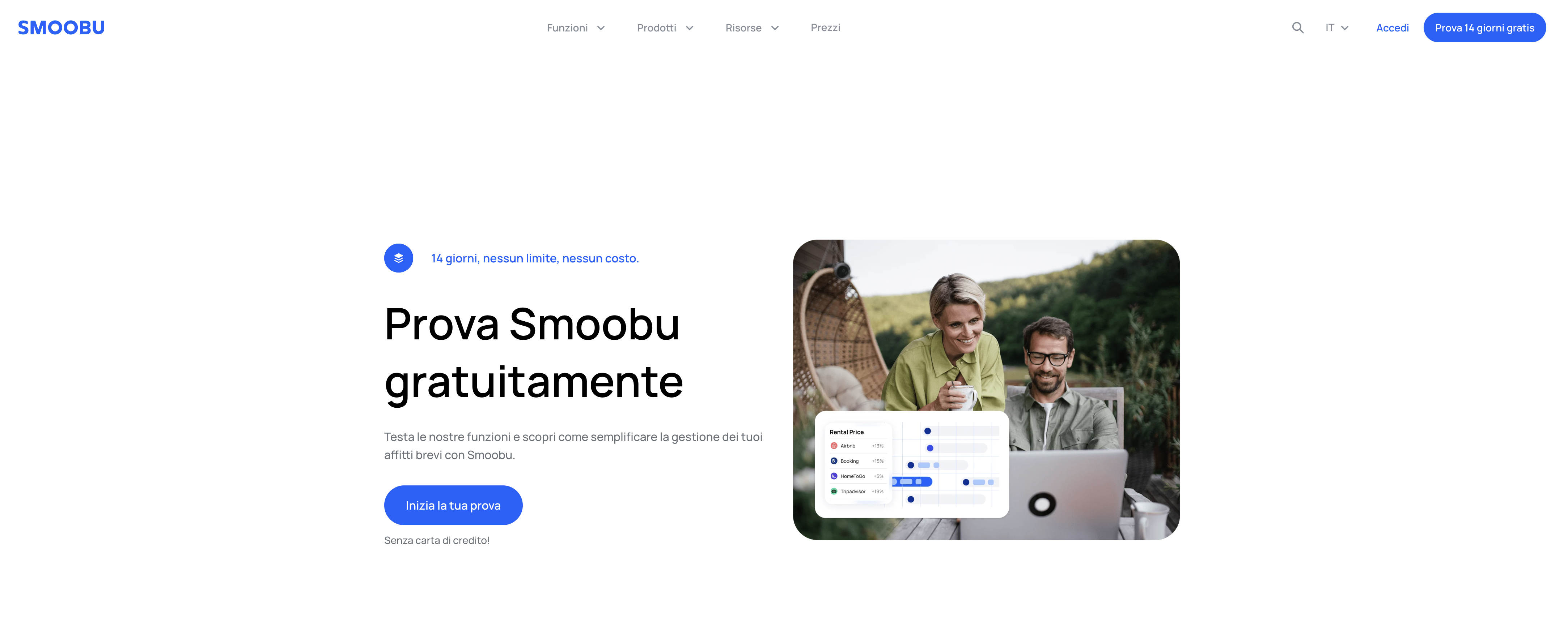 Confronto dei software: homepage del sito web di Smoobu