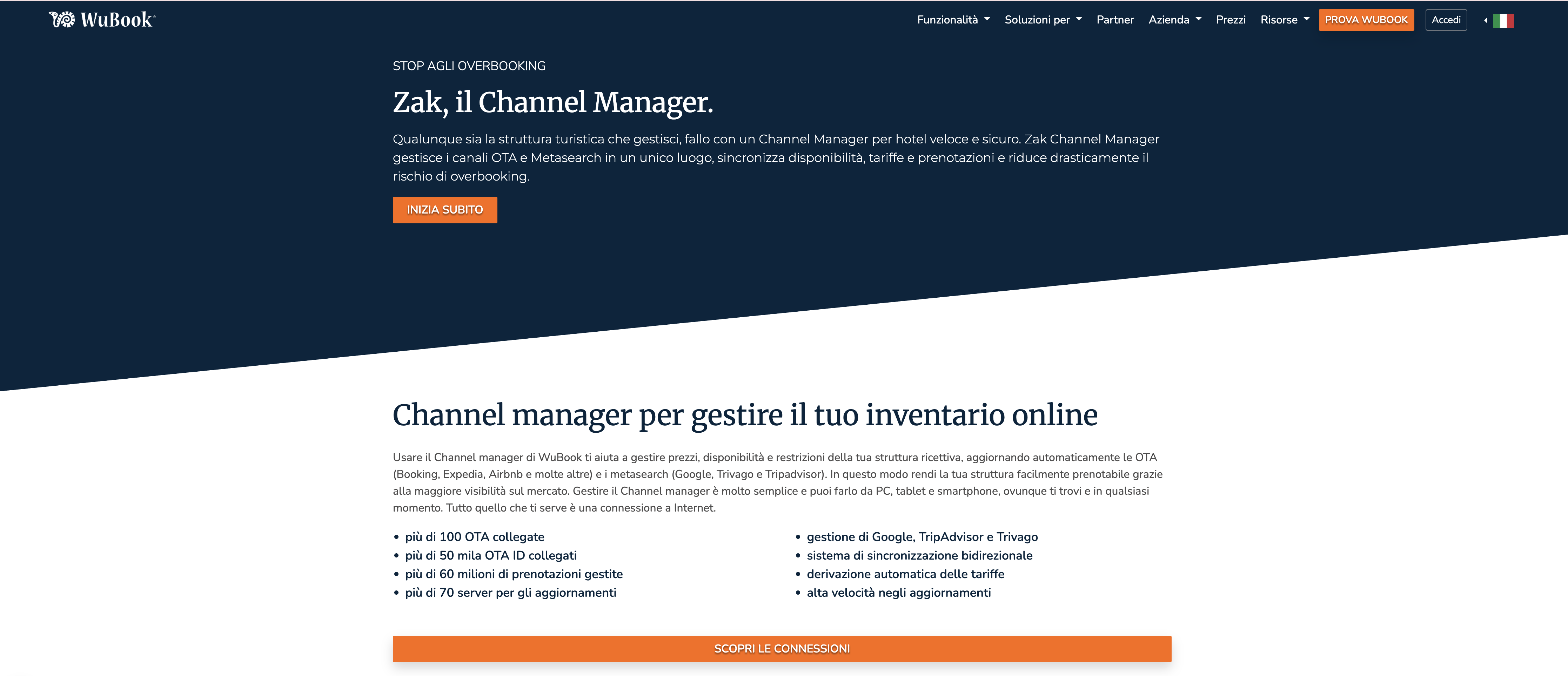 Homepage di WuBook Confronto dei software: homepage del sito web di WuBook