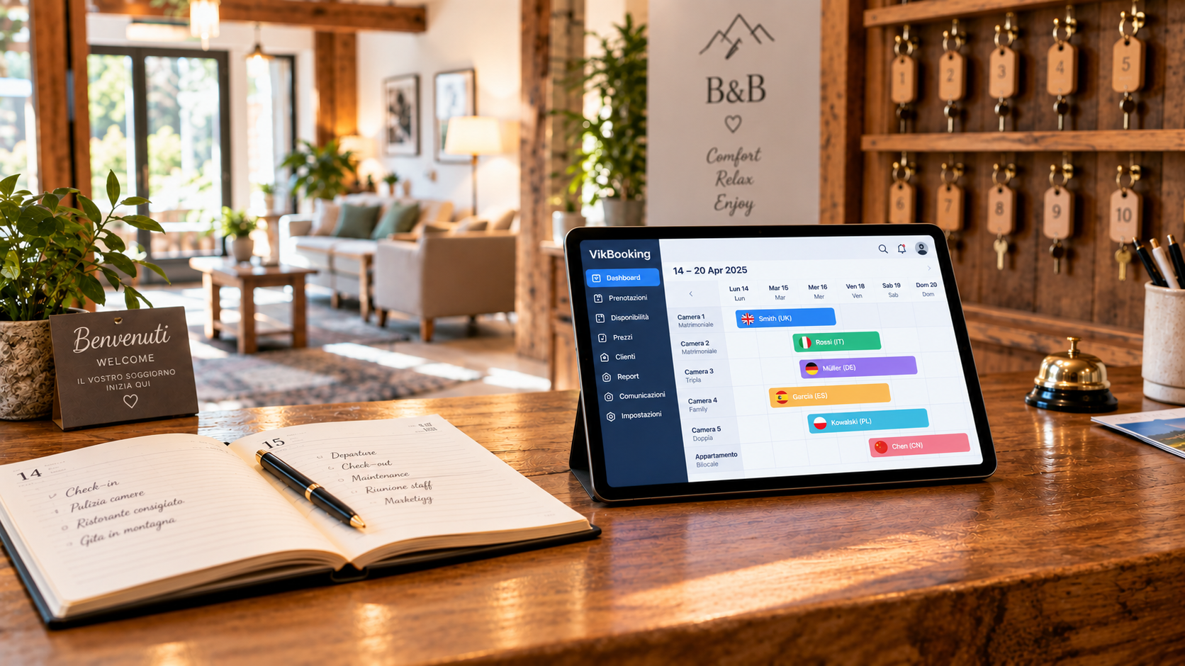 Reception di un Bed & Breakfast tra agenda e software gestionale