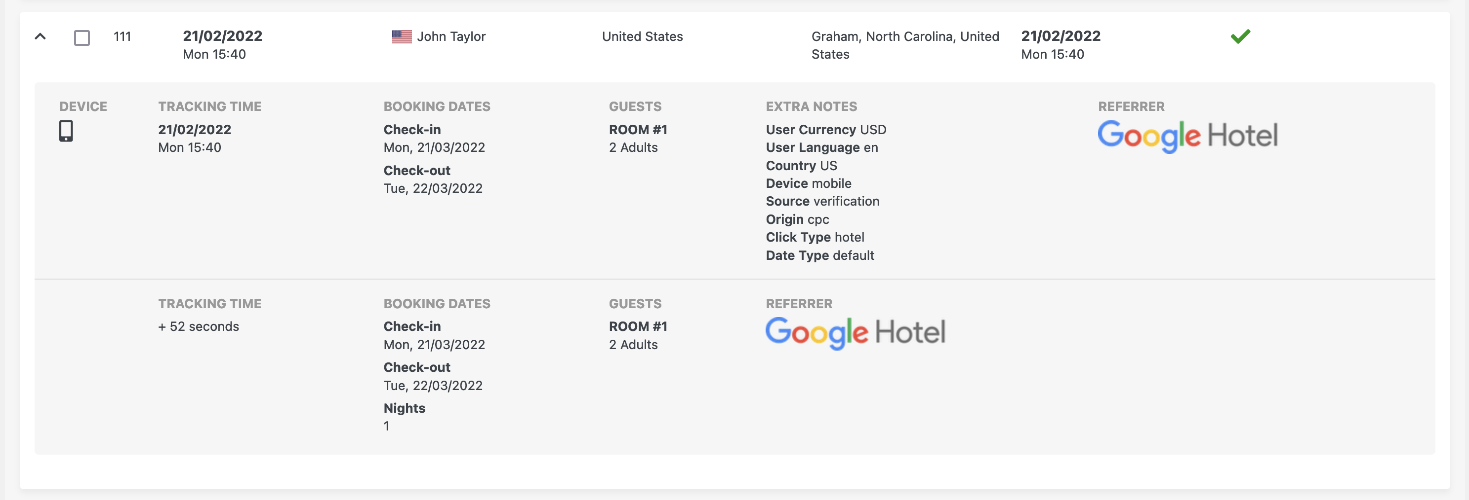 Google Hotel statistics tracking WordPress