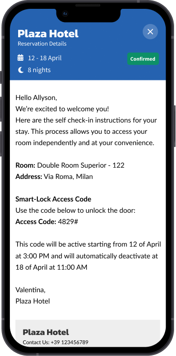 Send your customer emails with TTlock Codes Guest email with Smart-lock codes