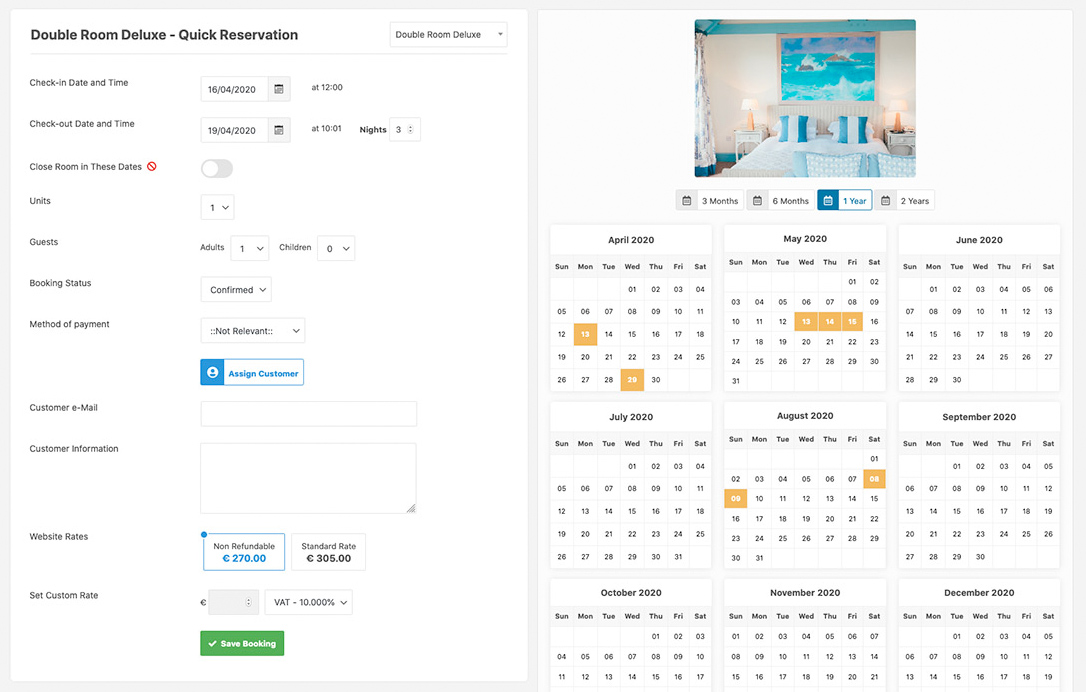 Manual Reservation booking engine for hotel