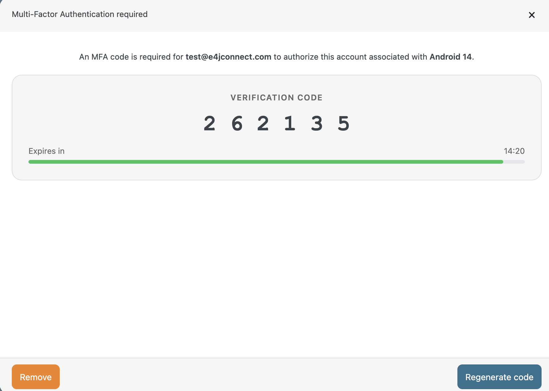 Two-Factor authentication code